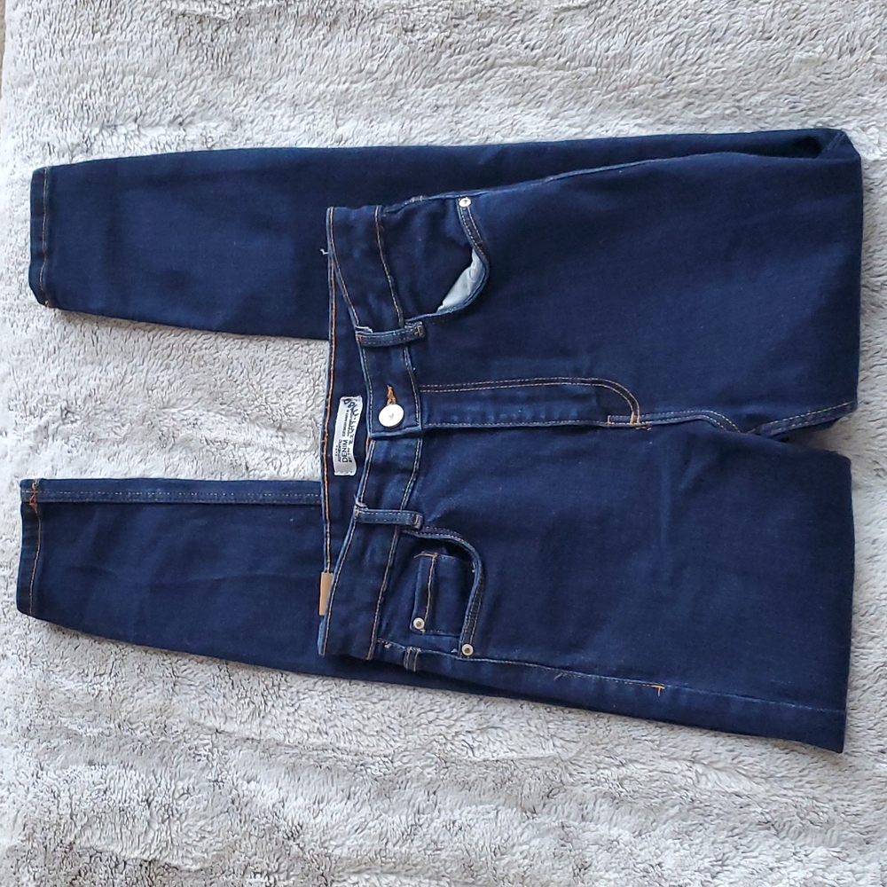 Zara Trafaluc Dark Wash High Rise Skinny Blue Jeans Size 4 Waist 24.5 Inches - Picture 2 of 4